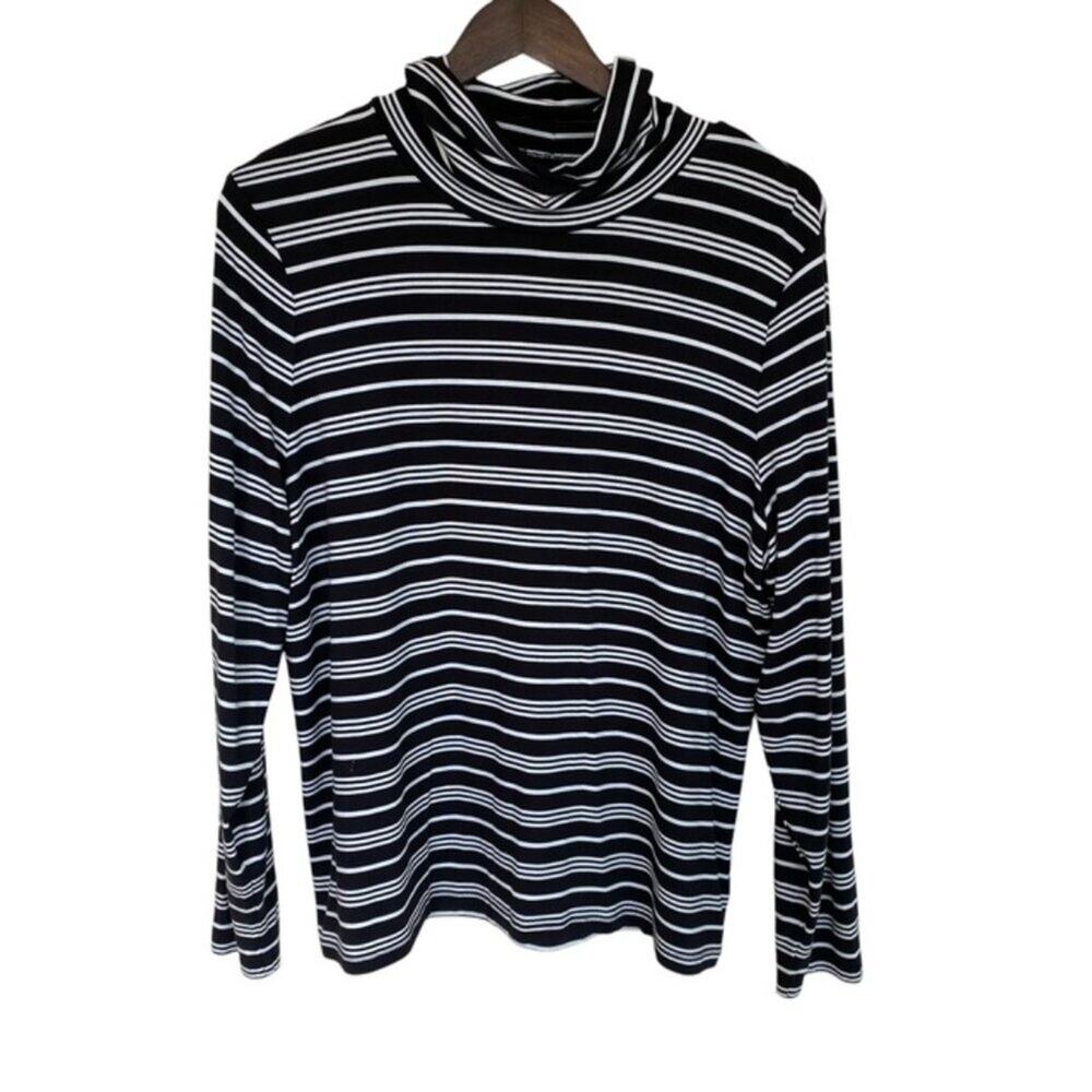 Talbots Petite Thermawarmth Black and White Turtleneck - XL Petite